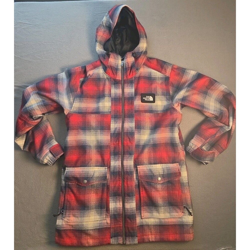 The North Face Tight Ship Jacket Mens Med Red Blue Plaid Snowboard NWOT Hyvent